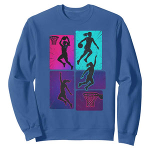 Basketball Girls Sweatshirt Retro Neon Girl Dunk Hoop Sports TS10 Royal Blue Print Your Wear