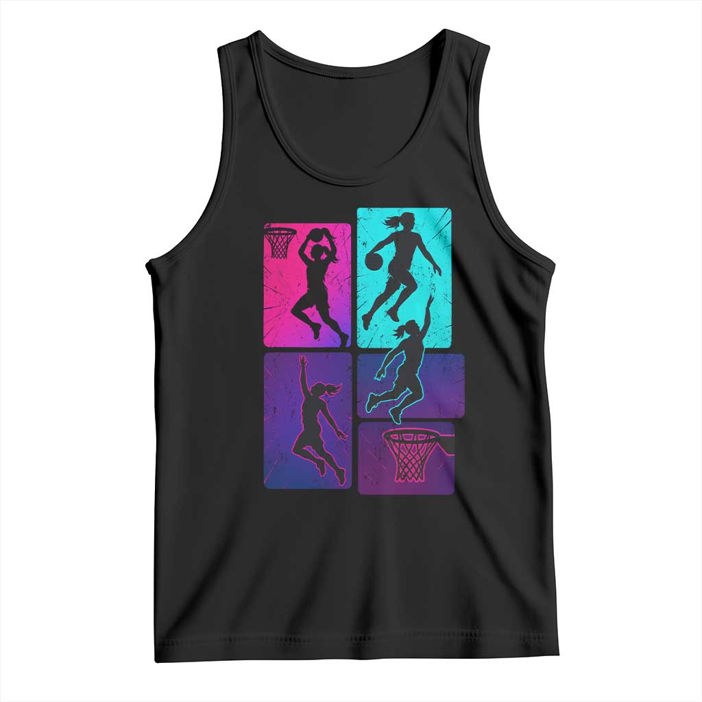 Basketball Girls Tank Top Retro Neon Girl Dunk Hoop Sports TS10 Black Print Your Wear
