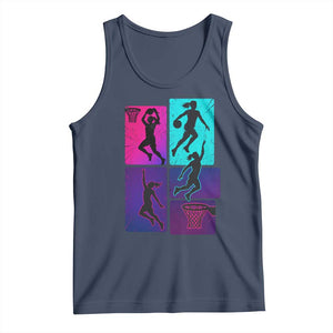 Basketball Girls Tank Top Retro Neon Girl Dunk Hoop Sports TS10 Navy Print Your Wear