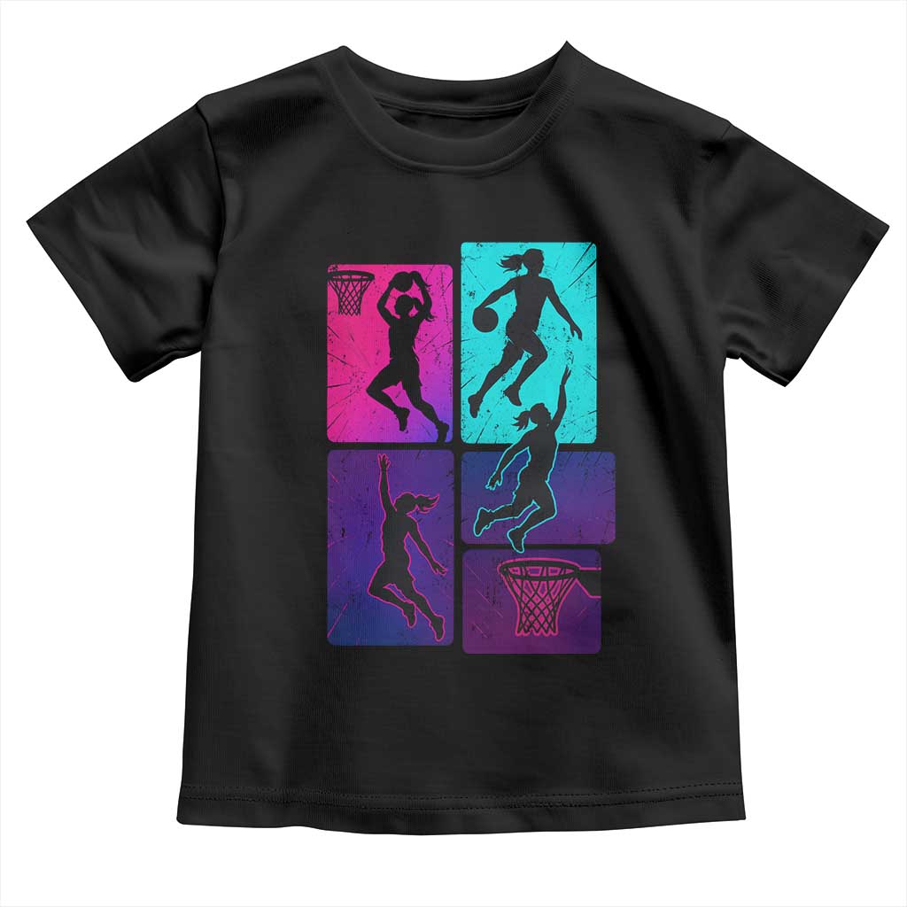 Basketball Girls Toddler T Shirt Retro Neon Girl Dunk Hoop Sports TS10 Black Print Your Wear