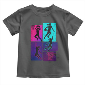 Basketball Girls Toddler T Shirt Retro Neon Girl Dunk Hoop Sports TS10 Dark Heather Print Your Wear
