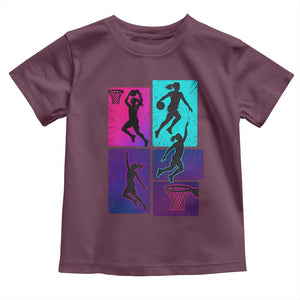 Basketball Girls Toddler T Shirt Retro Neon Girl Dunk Hoop Sports TS10 Maroon Print Your Wear