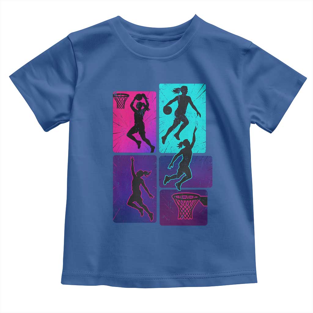 Basketball Girls Toddler T Shirt Retro Neon Girl Dunk Hoop Sports TS10 Royal Blue Print Your Wear