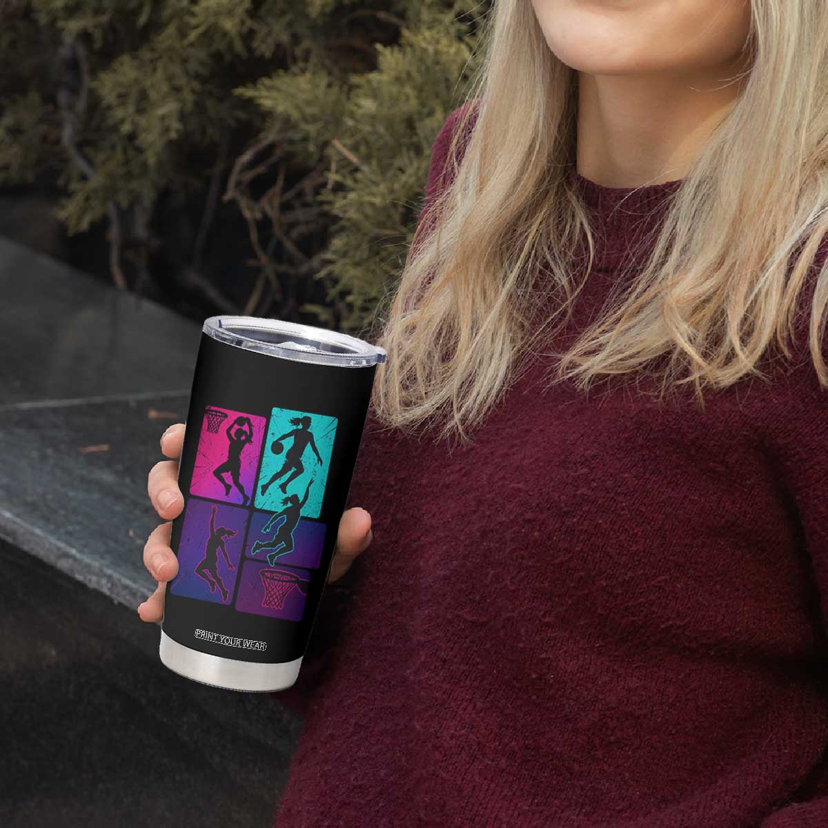 Basketball Girls Tumbler Cup Retro Neon Girl Dunk Hoop Sports TS10 Print Your Wear