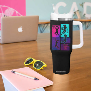 Basketball Girls Tumbler With Handle Retro Neon Girl Dunk Hoop Sports TS10 Print Your Wear