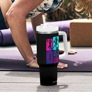 Basketball Girls Tumbler With Handle Retro Neon Girl Dunk Hoop Sports TS10 Print Your Wear