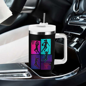 Basketball Girls Tumbler With Handle Retro Neon Girl Dunk Hoop Sports TS10 Print Your Wear