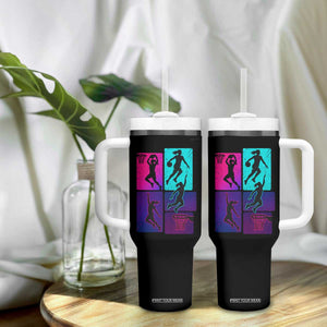 Basketball Girls Tumbler With Handle Retro Neon Girl Dunk Hoop Sports TS10 Print Your Wear