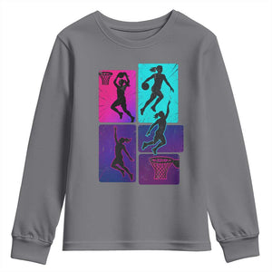 Basketball Girls Youth Sweatshirt Retro Neon Girl Dunk Hoop Sports TS10 Charcoal Print Your Wear