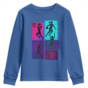 Basketball Girls Youth Sweatshirt Retro Neon Girl Dunk Hoop Sports TS10 Royal Blue Print Your Wear