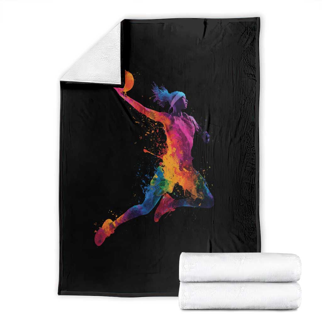 Basketball Girls Throw Blanket Retro Vintage Watercolors Sport Splash Hoop Net Slam Dunk TS10 Black Print Your Wear