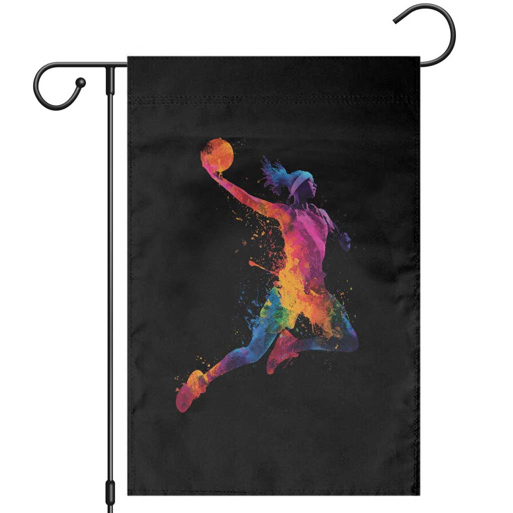 Basketball Girls Garden Flag Retro Vintage Watercolors Sport Splash Hoop Net Slam Dunk TS10 Black Print Your Wear