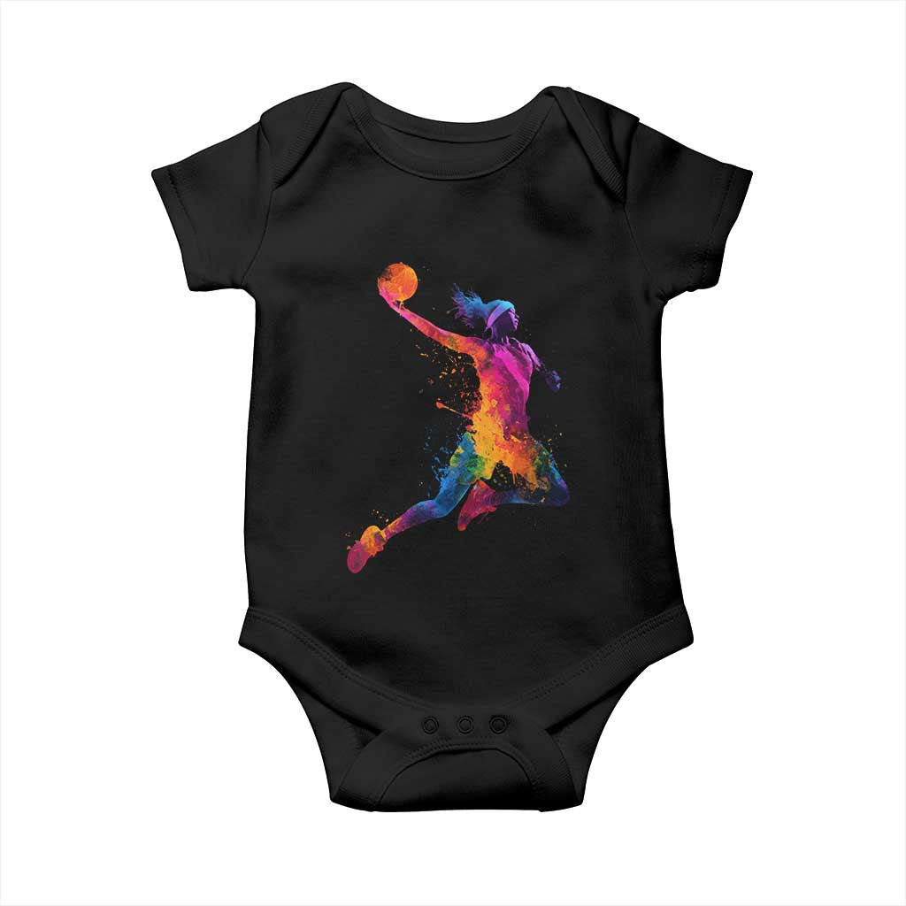 Basketball Girls Baby Onesie Retro Vintage Watercolors Sport Splash Hoop Net Slam Dunk TS10 Black Print Your Wear