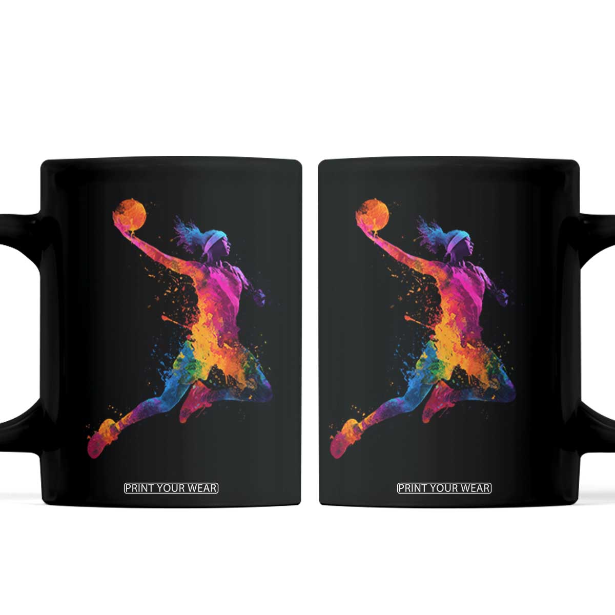 Basketball Girls Coffee Mug Retro Vintage Watercolors Sport Splash Hoop Net Slam Dunk TS10 Black Print Your Wear