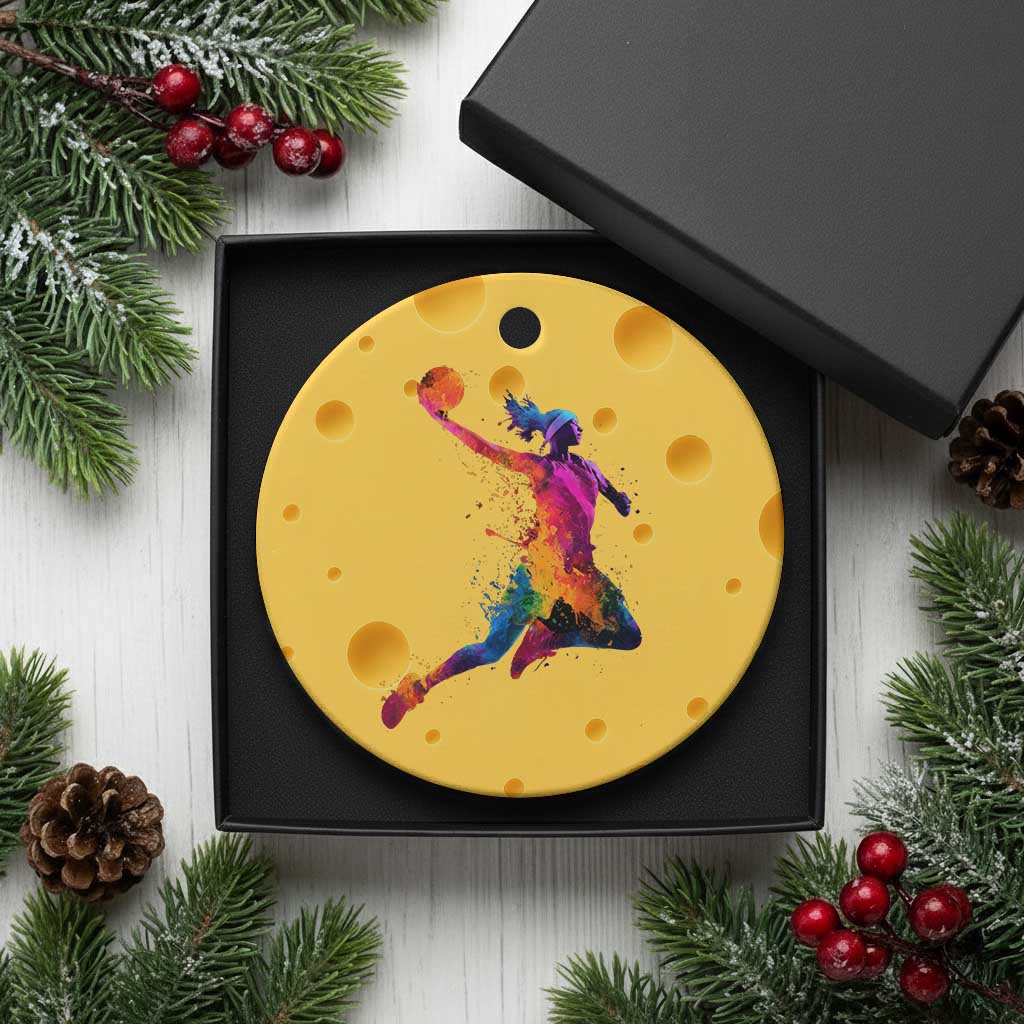 Basketball Girls Ceramic Ornament Retro Vintage Watercolors Sport Splash Hoop Net Slam Dunk TS10 1pc Yellow Cheese Print Your Wear