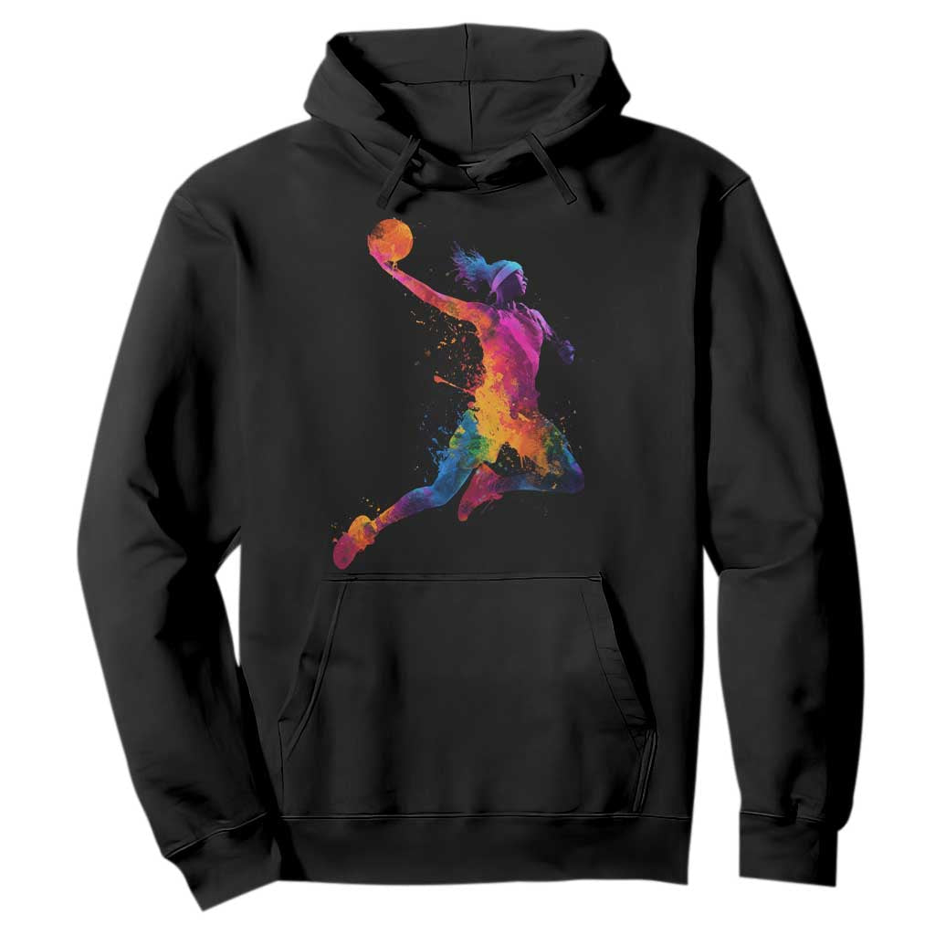 Basketball Girls Hoodie Retro Vintage Watercolors Sport Splash Hoop Net Slam Dunk TS10 Black Print Your Wear