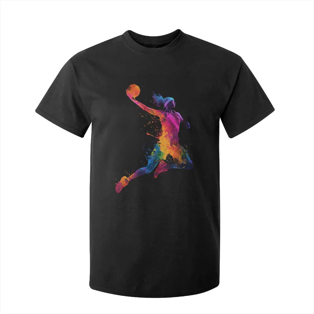 Basketball Girls T Shirt For Kid Retro Vintage Watercolors Sport Splash Hoop Net Slam Dunk TS10 Black Print Your Wear