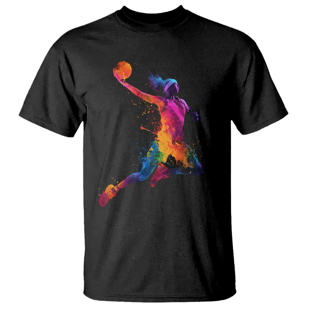 Basketball Girls T Shirt Retro Vintage Watercolors Sport Splash Hoop Net Slam Dunk TS10 Black Print Your Wear