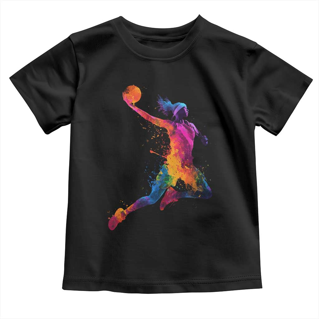 Basketball Girls Toddler T Shirt Retro Vintage Watercolors Sport Splash Hoop Net Slam Dunk TS10 Black Print Your Wear