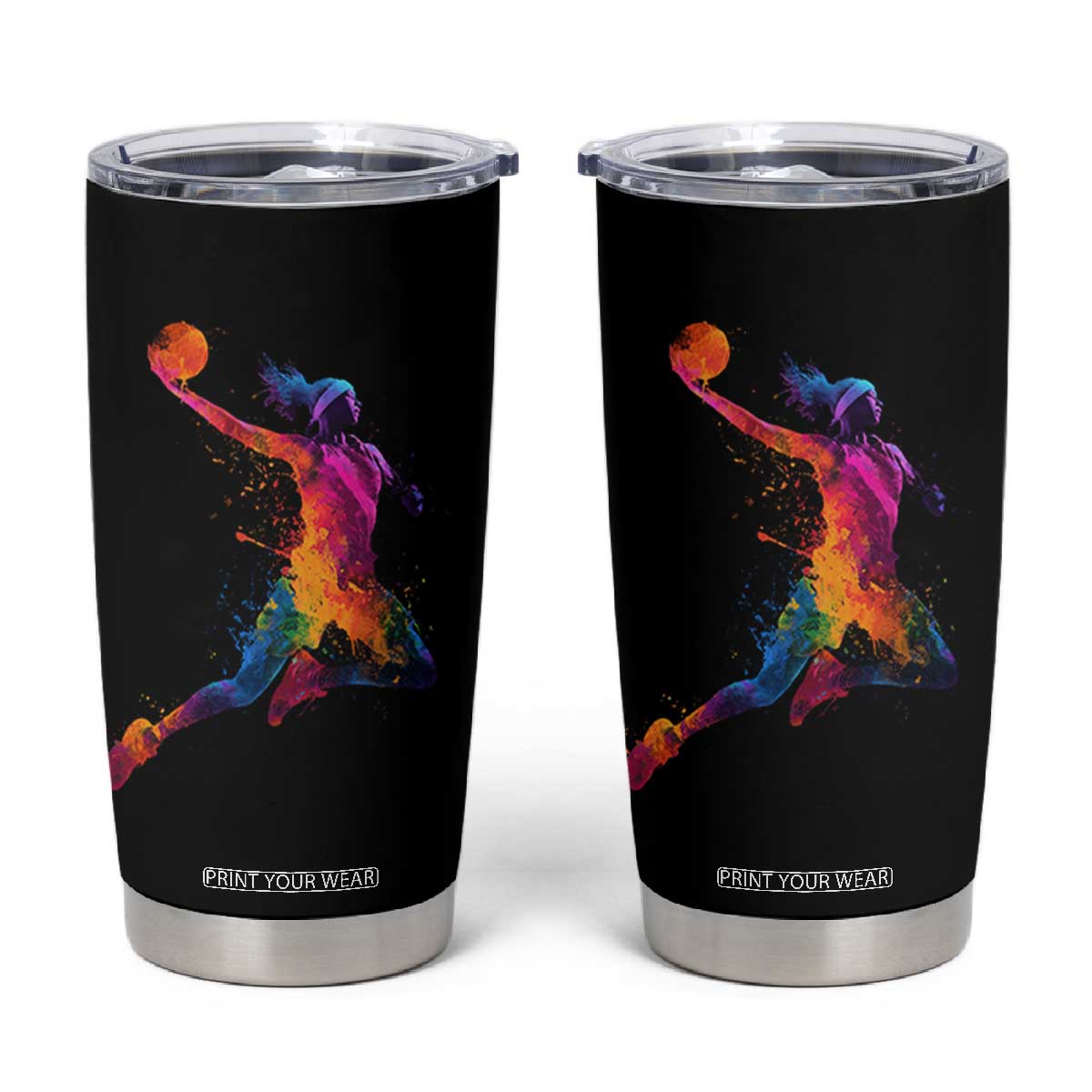 Basketball Girls Tumbler Cup Retro Vintage Watercolors Sport Splash Hoop Net Slam Dunk TS10 Black Print Your Wear