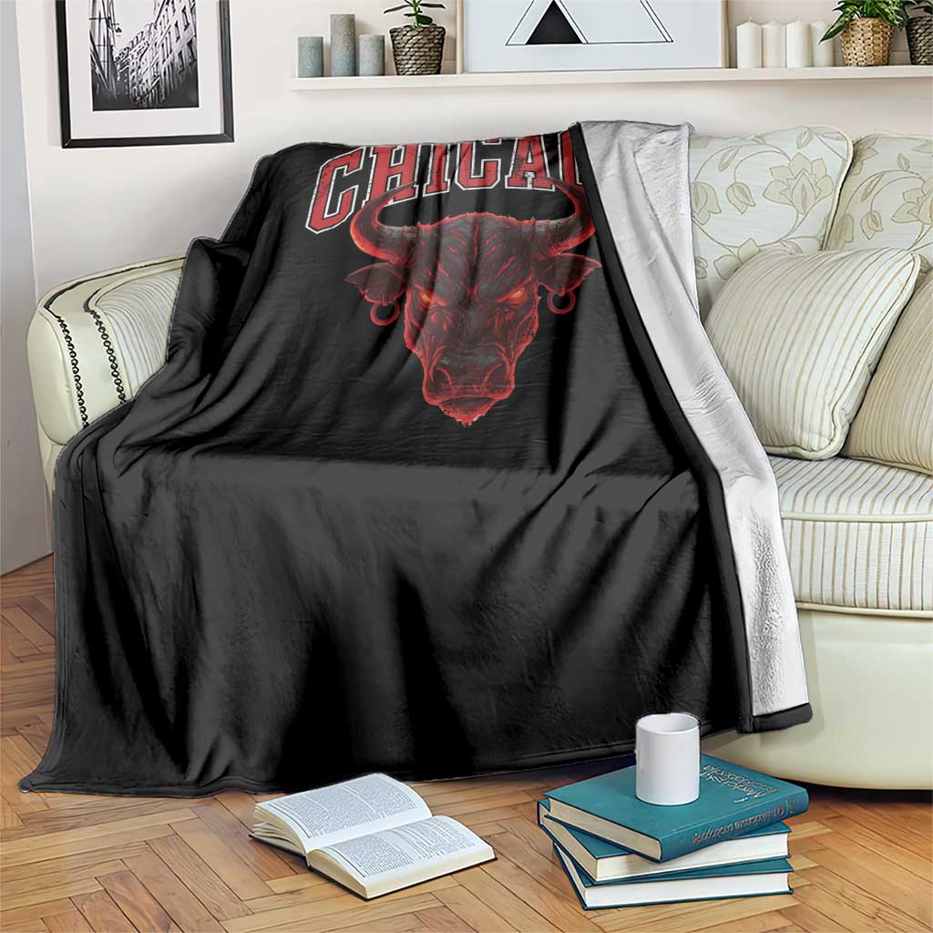 Retro Chicago Throw Blanket Bulls Mascot Team Spirit Vintage Basketball Fan TS10 Print Your Wear