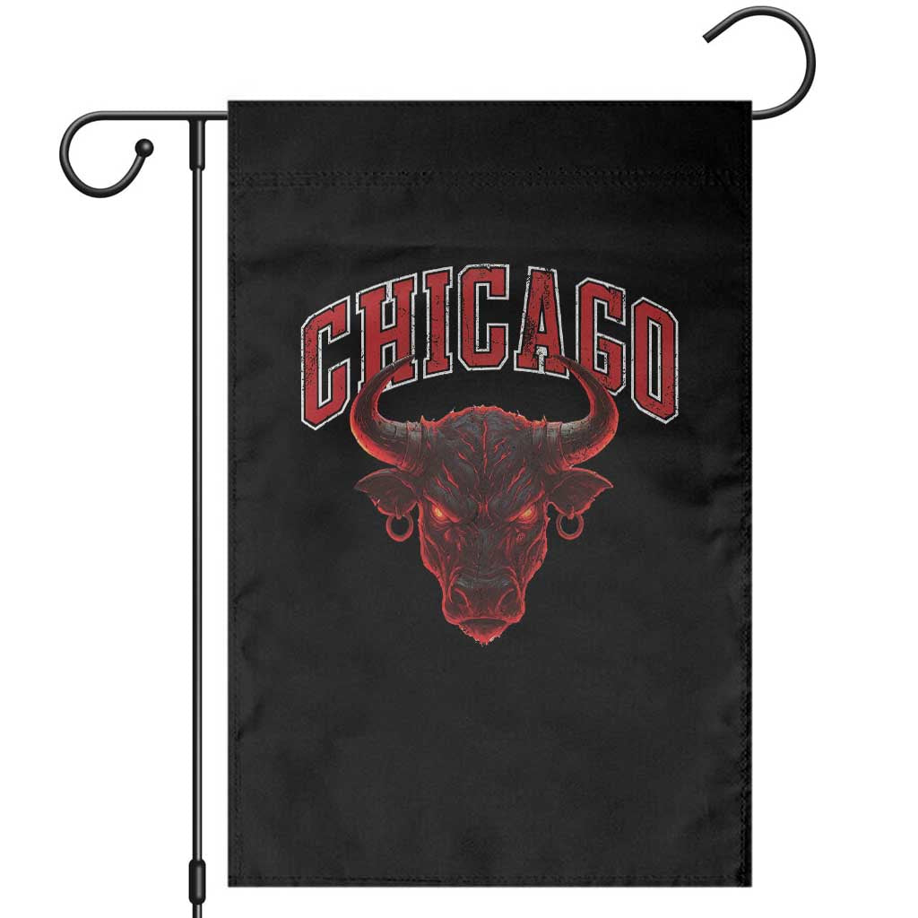 Retro Chicago Garden Flag Bulls Mascot Team Spirit Vintage Basketball Fan TS10 Black Print Your Wear