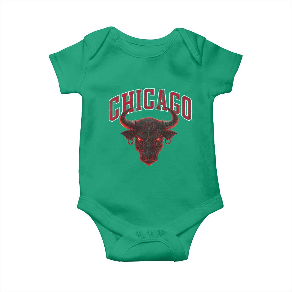 Retro Chicago Baby Onesie Bulls Mascot Team Spirit Vintage Basketball Fan TS10 Irish Green Print Your Wear