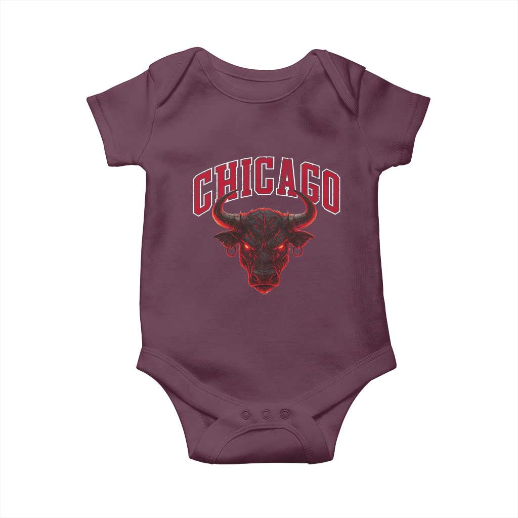 Retro Chicago Baby Onesie Bulls Mascot Team Spirit Vintage Basketball Fan TS10 Maroon Print Your Wear