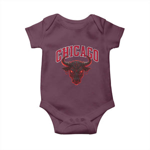 Retro Chicago Baby Onesie Bulls Mascot Team Spirit Vintage Basketball Fan TS10 Maroon Print Your Wear