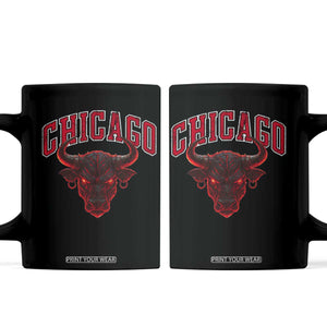 Retro Chicago Coffee Mug Bulls Mascot Team Spirit Vintage Basketball Fan TS10 Black Print Your Wear