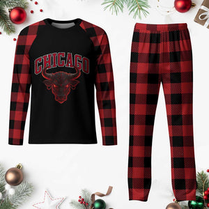 Retro Chicago Plaid Pajama Set Bulls Mascot Team Spirit Vintage Basketball Fan TS10 Buffalo Plaid Print Your Wear