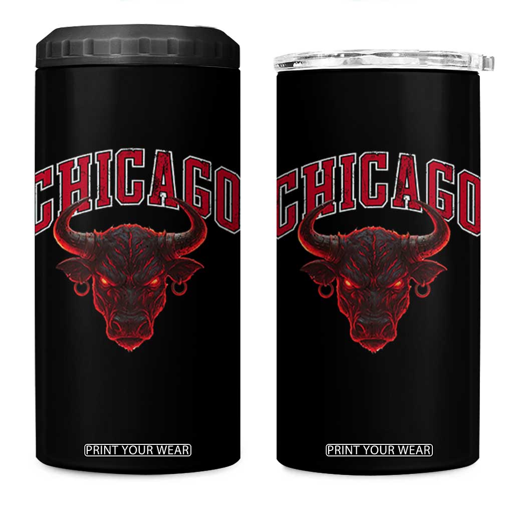 Retro Chicago 4 in 1 Can Cooler Tumbler Bulls Mascot Team Spirit Vintage Basketball Fan TS10 One Size: 16 oz Black Print Your Wear