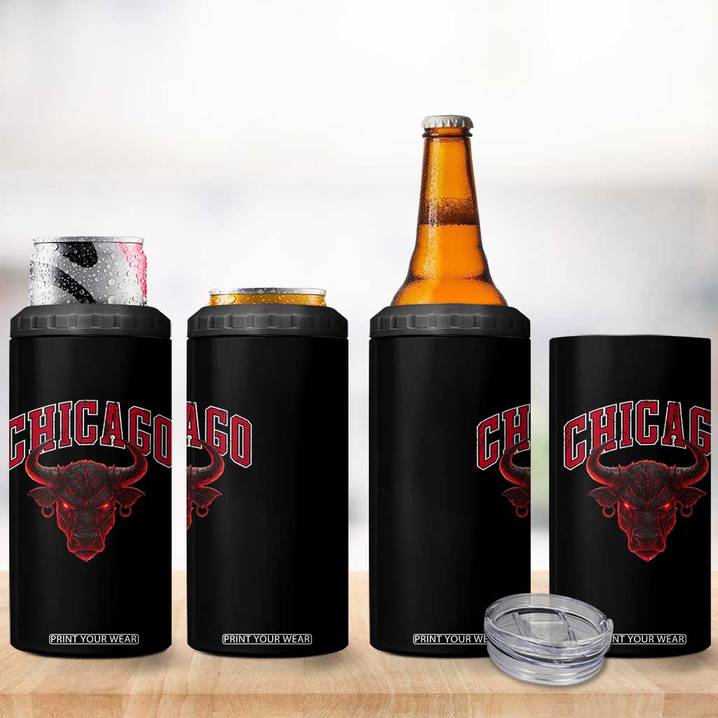 Retro Chicago 4 in 1 Can Cooler Tumbler Bulls Mascot Team Spirit Vintage Basketball Fan TS10 Print Your Wear
