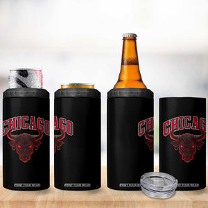 Retro Chicago 4 in 1 Can Cooler Tumbler Bulls Mascot Team Spirit Vintage Basketball Fan TS10 Print Your Wear
