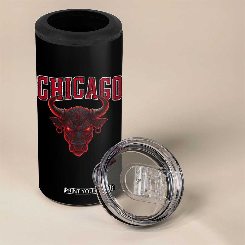 Retro Chicago 4 in 1 Can Cooler Tumbler Bulls Mascot Team Spirit Vintage Basketball Fan TS10 Print Your Wear