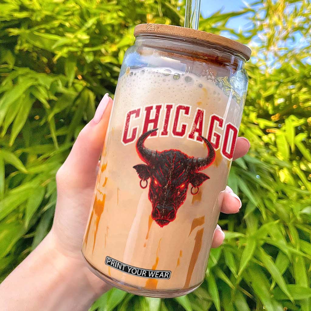Retro Chicago Glass Can Bulls Mascot Team Spirit Vintage Basketball Fan TS10 Black Print Your Wear