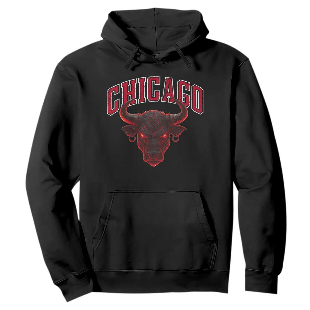 Retro Chicago Hoodie Bulls Mascot Team Spirit Vintage Basketball Fan TS10 Black Print Your Wear