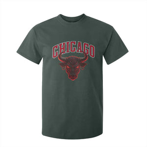 Retro Chicago T Shirt For Kid Bulls Mascot Team Spirit Vintage Basketball Fan TS10 Dark Forest Green Print Your Wear
