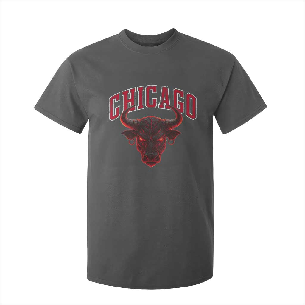Retro Chicago T Shirt For Kid Bulls Mascot Team Spirit Vintage Basketball Fan TS10 Dark Heather Print Your Wear