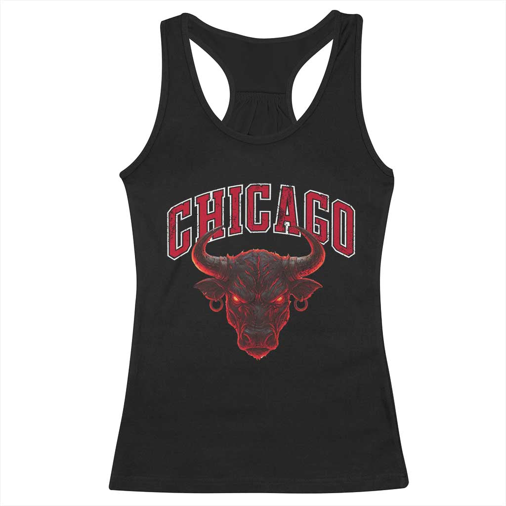 Retro Chicago Racerback Tank Top Bulls Mascot Team Spirit Vintage Basketball Fan TS10 Black Print Your Wear