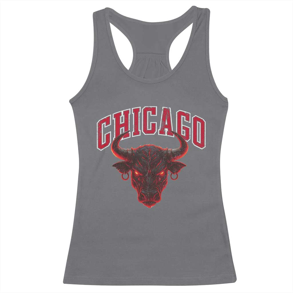 Retro Chicago Racerback Tank Top Bulls Mascot Team Spirit Vintage Basketball Fan TS10 Charcoal Print Your Wear