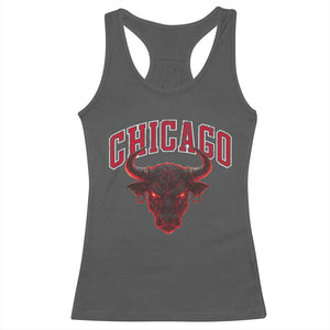 Retro Chicago Racerback Tank Top Bulls Mascot Team Spirit Vintage Basketball Fan TS10 Dark Heather Print Your Wear