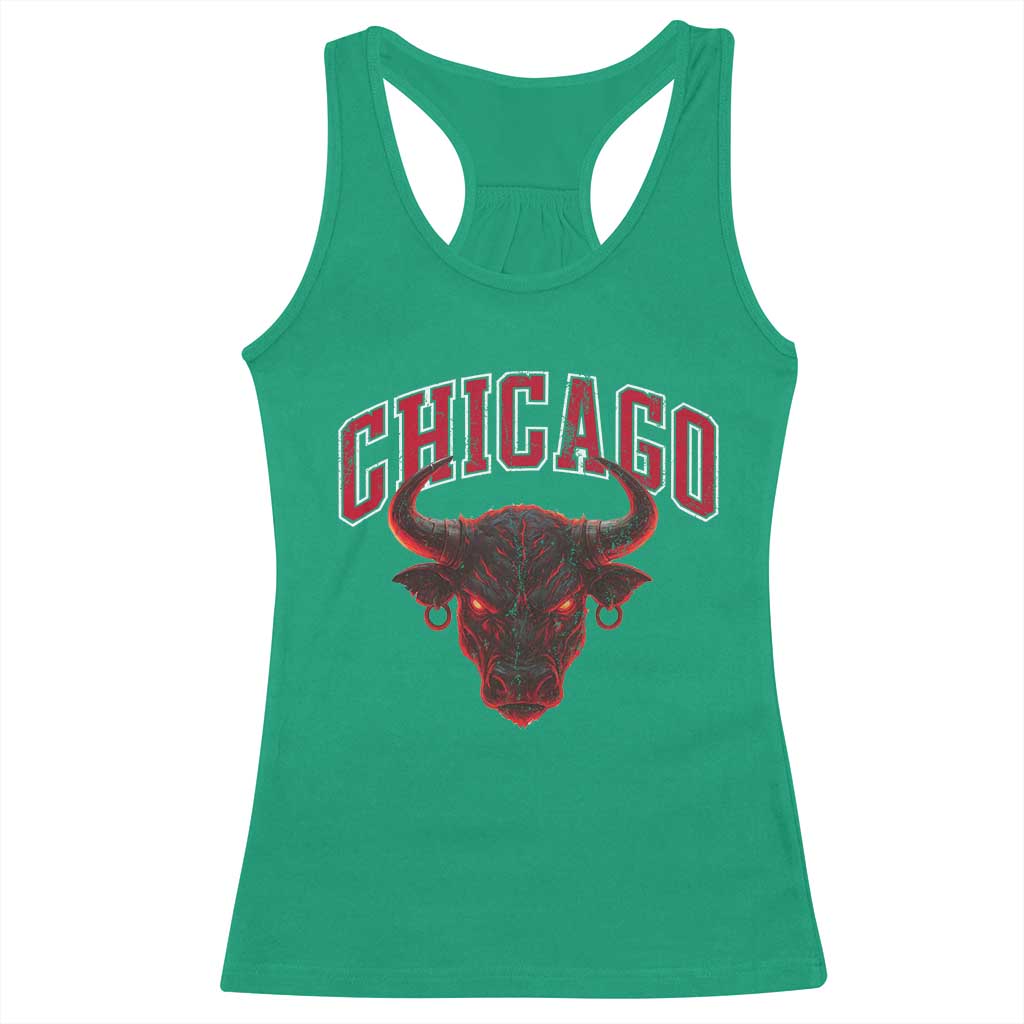 Retro Chicago Racerback Tank Top Bulls Mascot Team Spirit Vintage Basketball Fan TS10 Irish Green Print Your Wear