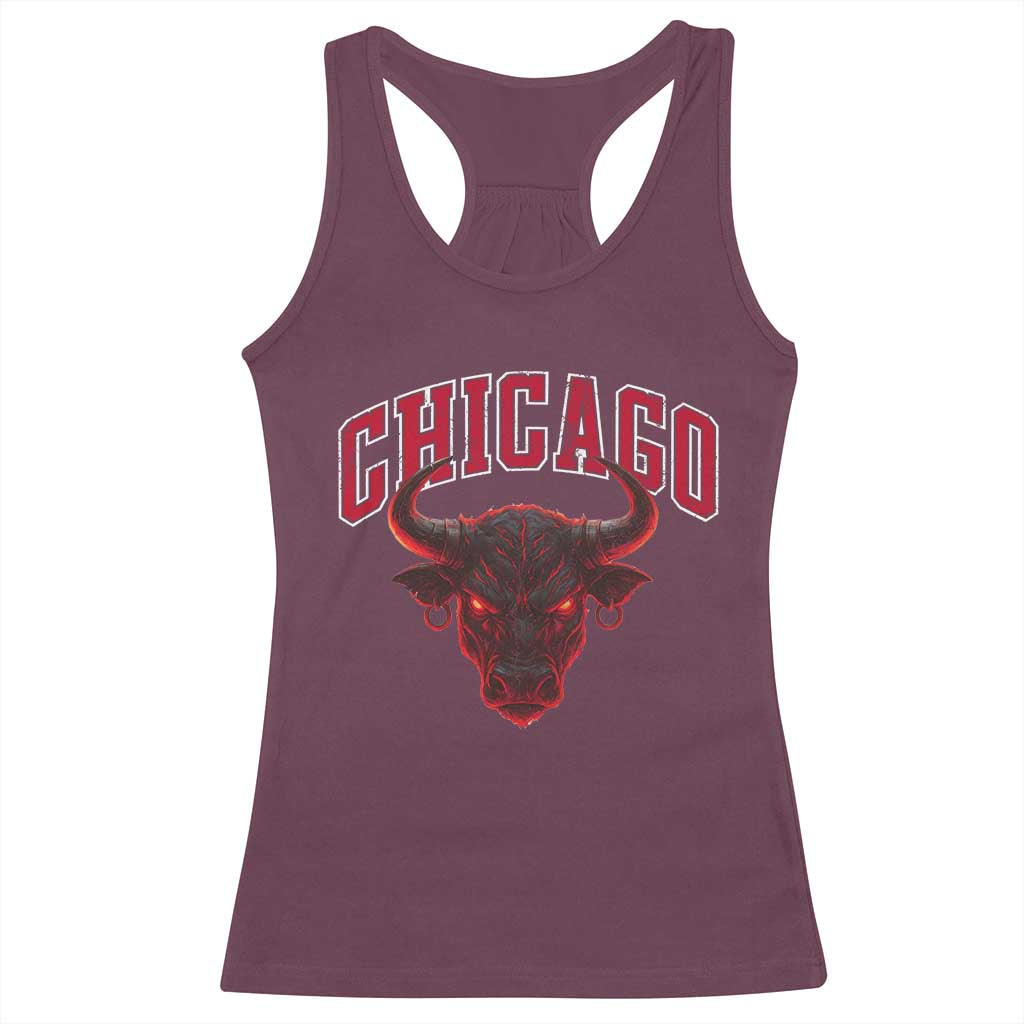 Retro Chicago Racerback Tank Top Bulls Mascot Team Spirit Vintage Basketball Fan TS10 Maroon Print Your Wear
