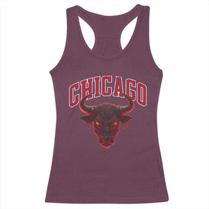 Retro Chicago Racerback Tank Top Bulls Mascot Team Spirit Vintage Basketball Fan TS10 Maroon Print Your Wear