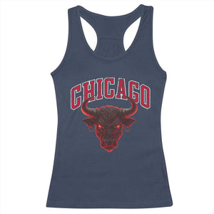 Retro Chicago Racerback Tank Top Bulls Mascot Team Spirit Vintage Basketball Fan TS10 Navy Print Your Wear