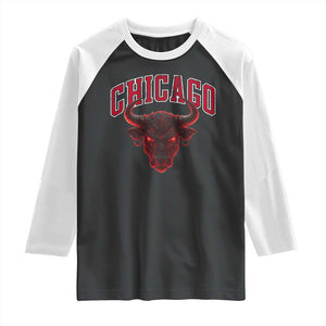 Retro Chicago Raglan Shirt Bulls Mascot Team Spirit Vintage Basketball Fan TS10 Black White Print Your Wear