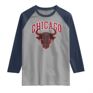 Retro Chicago Raglan Shirt Bulls Mascot Team Spirit Vintage Basketball Fan TS10 Sport Gray Navy Print Your Wear