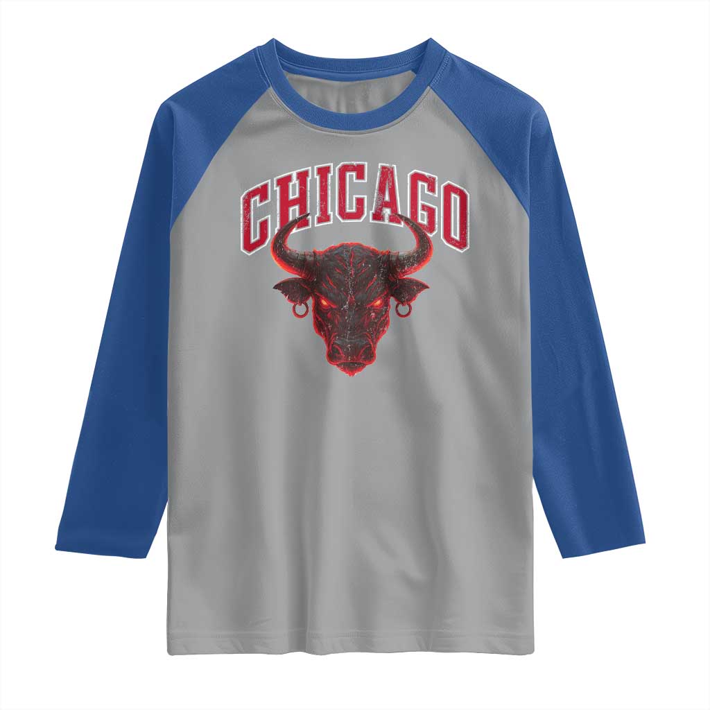 Retro Chicago Raglan Shirt Bulls Mascot Team Spirit Vintage Basketball Fan TS10 Sport Gray Royal Print Your Wear