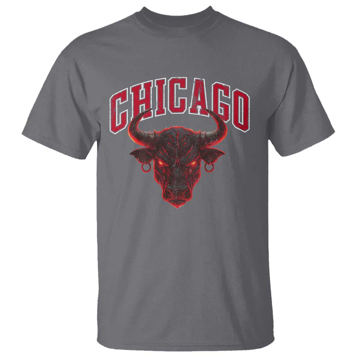 Retro Chicago T Shirt Bulls Mascot Team Spirit Vintage Basketball Fan TS10 Charcoal Print Your Wear